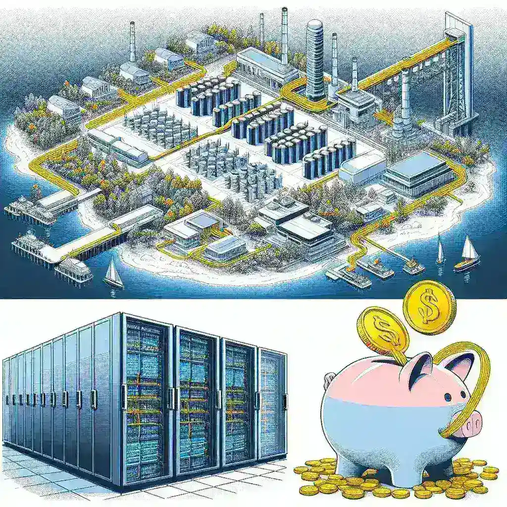 "Ilustrasi peluncuran pusat data baru di Batam dengan dukungan investasi asing sebesar Rp4,5 triliun, menandai kemajuan teknologi dan pertumbuhan ekonomi di Indonesia."